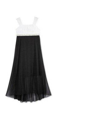 BCX Party Maxi Dress 8 Girls Black White Holiday Sleeveless Rhinestone Lined